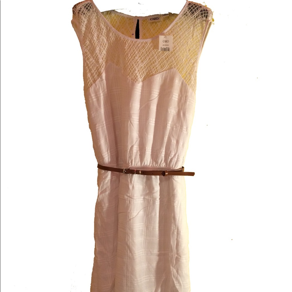 Cato Off White Dress W/Brown Belt SZ XL